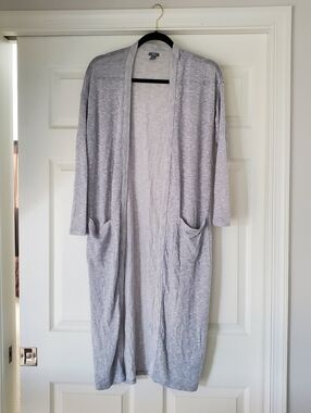 Aerie Womens Grey Woven Oversized Cardigan Size Medium Boho Hippie Cozy Casual